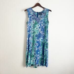 JAMS WORLD Vintage Jackie Daisy Shift Dress Blue Green Medium M